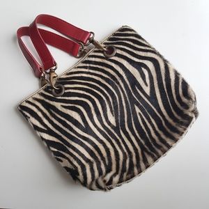 Genuine Leather Zebra Print Bag Purse Made in Italy